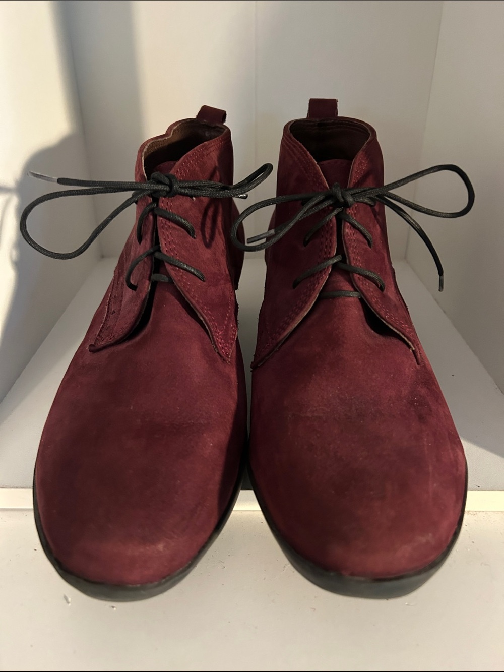 Wolky Burgundy Suede Lace-Up Ankle Boots